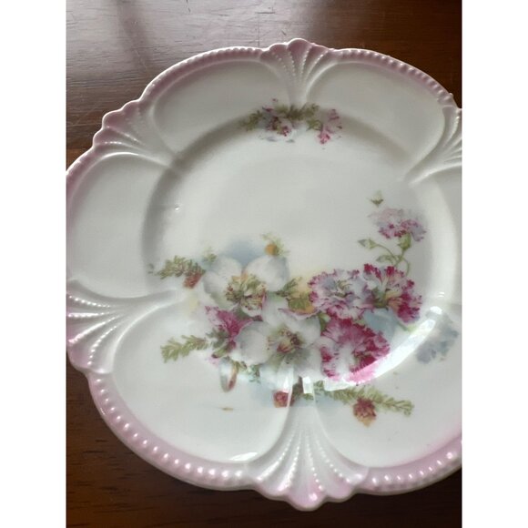 9 Antique Floral Porcelain Plates Pink Green Blue Bread/Butter Dessert Cake - Picture 4 of 8